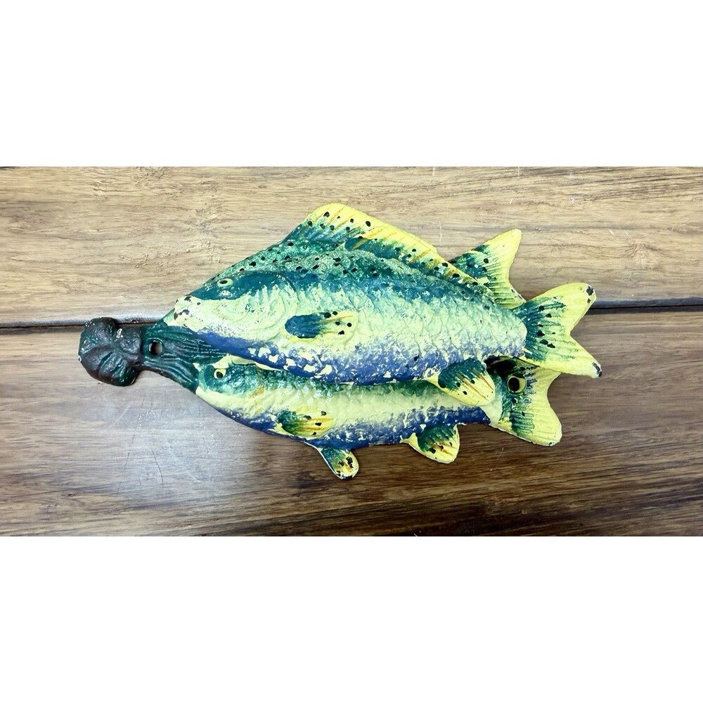 Vintage Cast Iron Painted Fish Bass Door Knocker